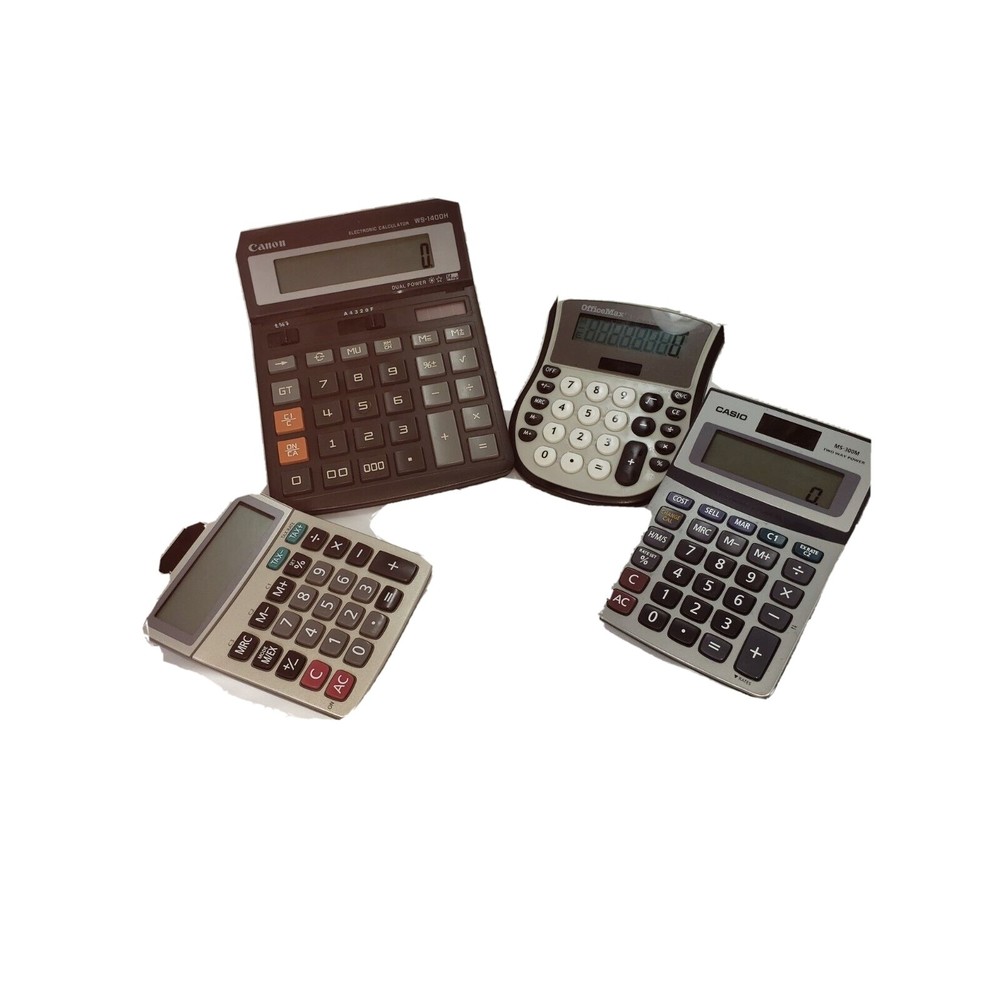 Calculators Lot of 4 Tested Solar/3 duo power Square Rt. Sellers-margin Taxes